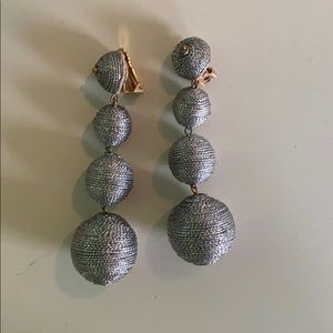 Kenneth Lane Silver Silver Thread Ball Clip On